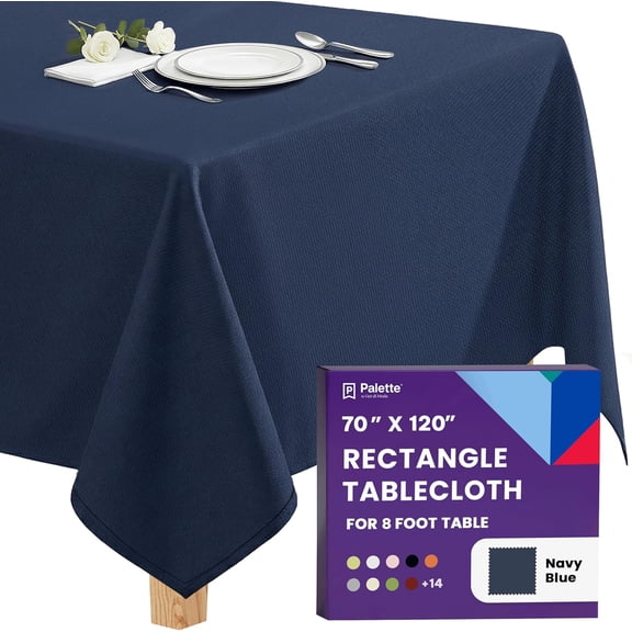 Rectangle Tablecloth - 70 x 120 Inch Navy Blue Table Cloth for 6 or 8 Foot Rectangle Tables - Heavy Duty Washable Fabric - for Holiday Party, Dinner, Weddings, Baby Shower & Events
