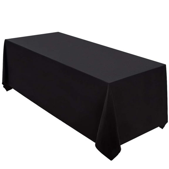 Rectangle Tablecloth 90x132 Inch, Polyester Table Cloth, Banquet Wedding Table Cover for Restaurant, Event, Party, Formal Dinner, Outdoor Picnic, Everyday Use, Black