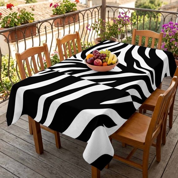 Rectangle Tablecloth,Abstract Black White Zebra Stripe Waterproof Oil-Proof Table Cloth Kitchen Dining Tables Cover for Indoor Outdoor Wedding Holiday Party Decor,Animal Pattern Texture