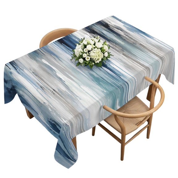 Rectangle Tablecloth, Abstract Blue Gray Drip Gradient Waterproof Table Cloth 60x120 in Flowing Streak Fluid Art Washable Spillproof Table Cover for Kitchen Dining Party Decor Outdoor Camping
