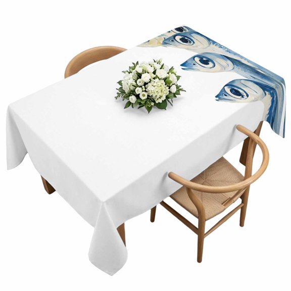 Rectangle Tablecloth, Abstract Blue Ocean Fish Waterproof Table Cloth 60x120 in Watercolor Marine Life Washable Spillproof Table Cover for Kitchen Dining Party Decor Outdoor Camping
