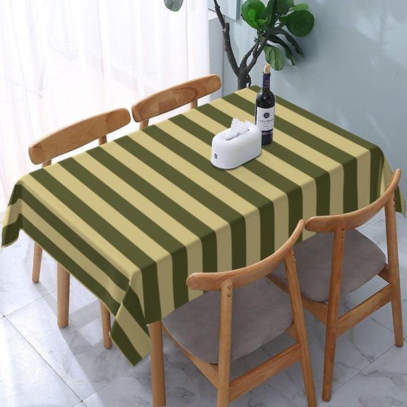 Rectangle Tablecloth Army Green and Khaki Stripes Oblong Table Cover Washable Table Cloths for Kitchen Dinning Party Tabletop Modern Decoration 60 x 84inch