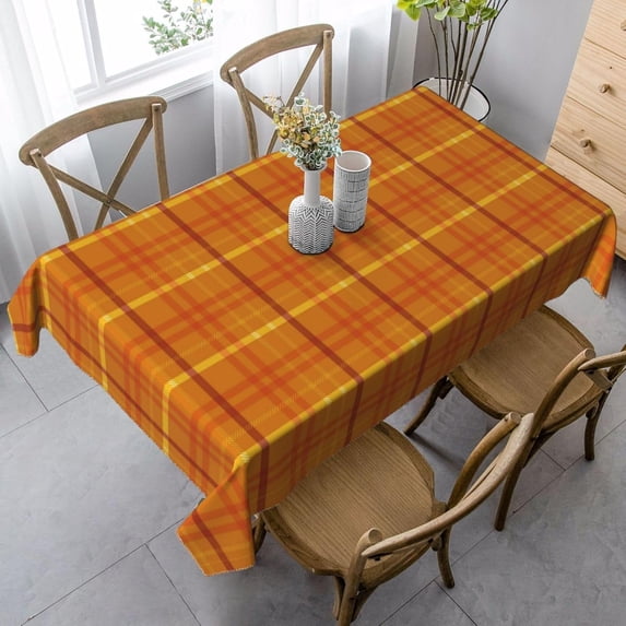Rectangle Tablecloth, Autumn Plaid Series Design Stain Resistant, Wrinkle Free, Washable Polyester Cover for Dining, Parties, and Camping