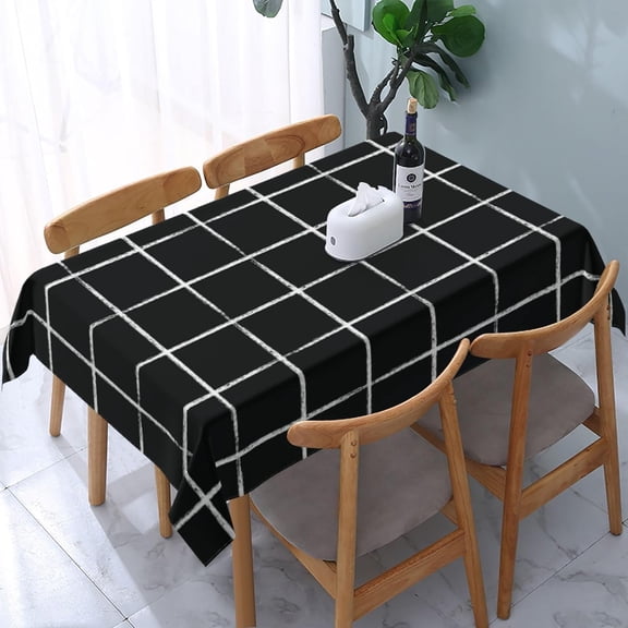 Rectangle Tablecloth Black and White Checkered Modern Minimalist Oblong Table Cover Washable Table Cloths for Kitchen Dinning Party Tabletop Modern Decoration 60 x 84inch