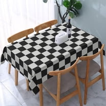 Rectangle Tablecloth Black and Gray Checked Oblong Table Cover Washable Table Cloths for Kitchen Dinning Party Tabletop Modern Decoration 60 x 84inch