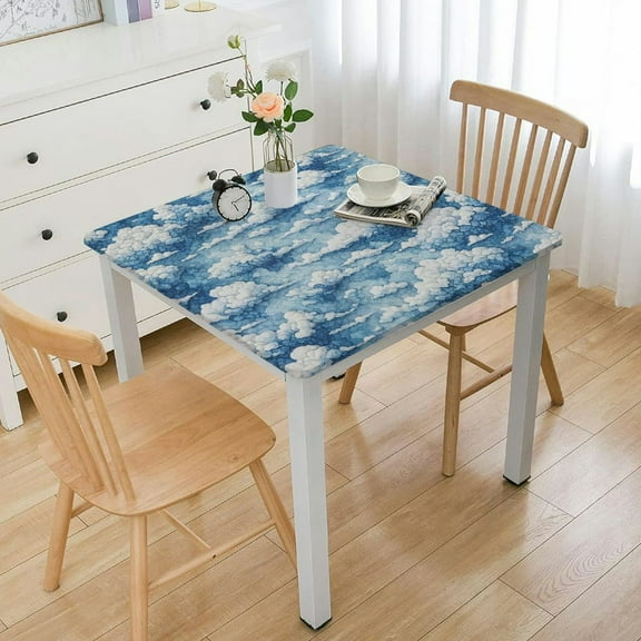 Rectangle Tablecloth Blue Table Cloth Picnic Table Cover Vinyl Fabric Tablecloths for Kitchen Outdoor Camping Desk Cover Party Decor