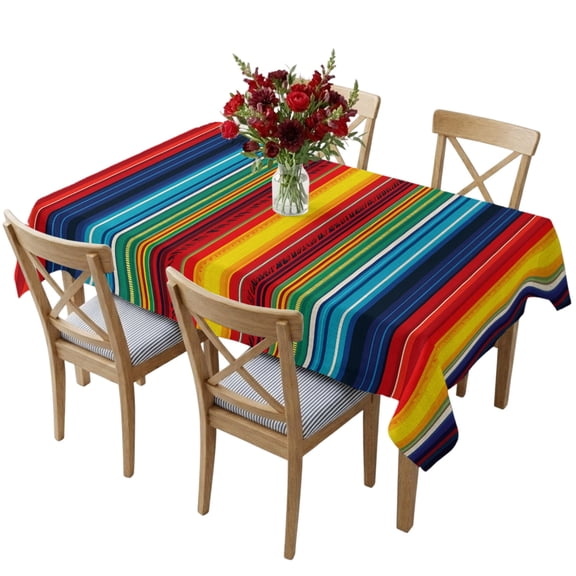 Rectangle Tablecloth,Boho Ethnic Mexican Stripes Waterproof Oil-Proof Table Cloth Kitchen Dining Tables Cover for Indoor Outdoor Wedding Holiday Party Decor,Native Colorful American Stripe
