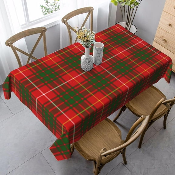 Rectangle Tablecloth, Bruce Tartan red Green Plaid Stain Resistant, Wrinkle Free, Washable Polyester Cover for Dining, Parties, and Camping