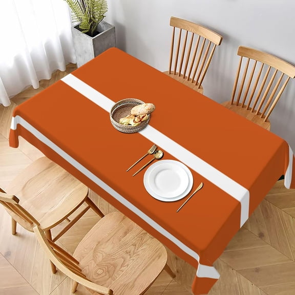 Rectangle Tablecloth Burnt Orange White Stripes Oblong Table Cover Washable Table Cloths for Kitchen Dinning Party Tabletop Modern Decoration 60 x 102inch