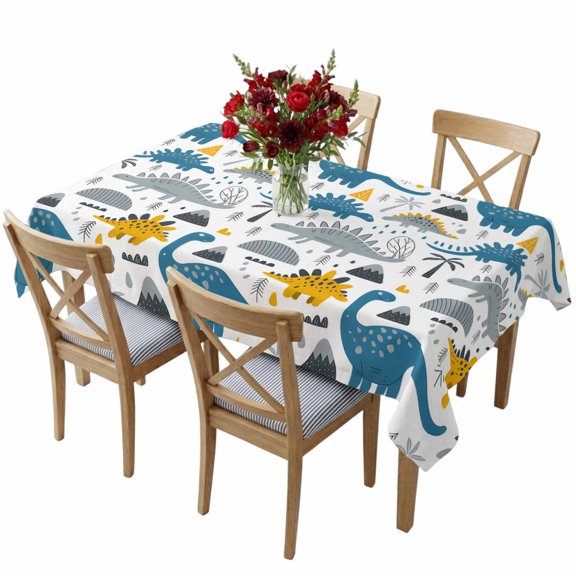 Rectangle Tablecloth,Cartoons Gray Blue Yellow Dinosaurs Waterproof Oil-Proof Table Cloth Kitchen Dining Tables Cover for Indoor Outdoor Wedding Holiday Party Decor,Abstract Animal