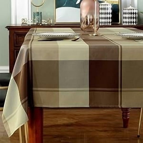 Rectangle Tablecloth Checkered Style Polyester Table Cloth Spillproof Heavy Weight Table Cover for Kitchen Dinning Tabletop