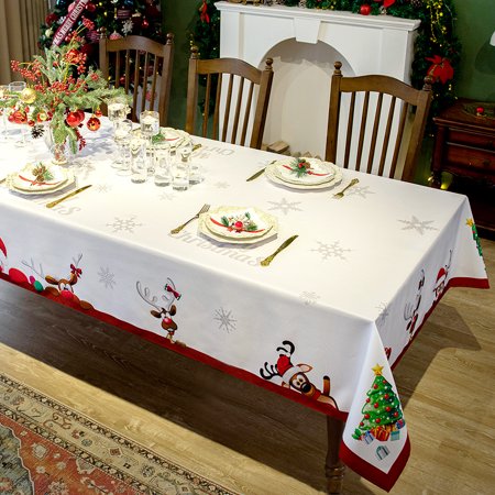 Rectangle Tablecloth Christmas 60x102 Inch - Waterproof Holiday Decor Printed New Year's Eve Table Cloth, Xmas Table Cover for Party, Kitchen, Dining Room, Outdoor, Indoor