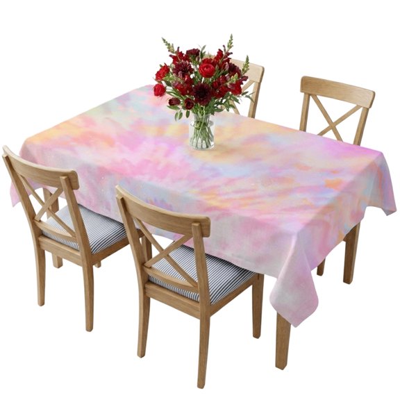 Rectangle Tablecloth,Colorful Rainbow Tie Dye Style Waterproof Oil-Proof Table Cloth Kitchen Dining Tables Cover for Indoor Outdoor Wedding Holiday Party Decor,Colored Abstract Art