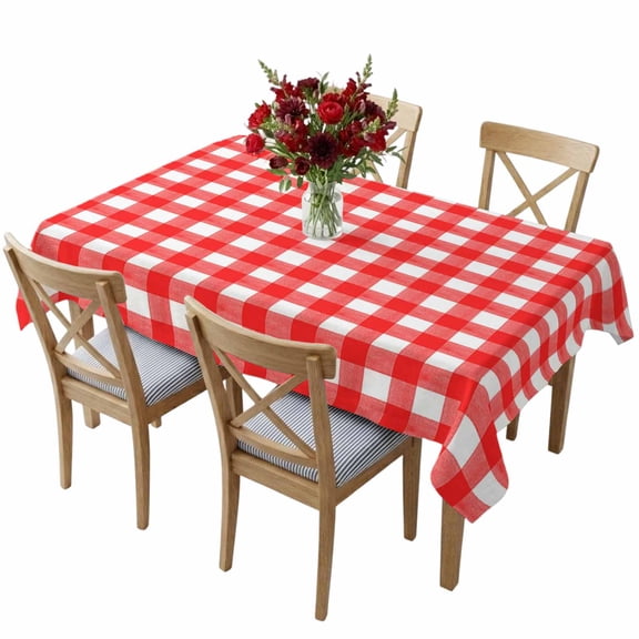 Rectangle Tablecloth,Country Red Buffalo Plaid Waterproof Oil-Proof Table Cloth Kitchen Dining Tables Cover for Indoor Outdoor Wedding Holiday Party Decor,Classic Gingham Check