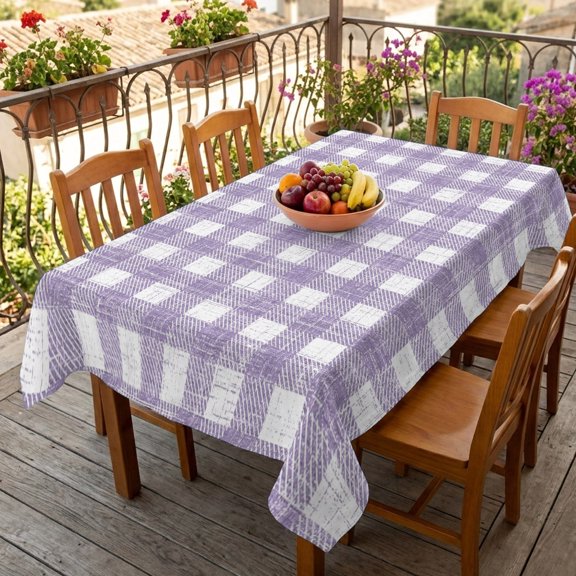 Rectangle Tablecloth,Country Vintage Buffalo Check Waterproof Oil-Proof Table Cloth Kitchen Dining Tables Cover for Indoor Outdoor Wedding Holiday Party Decor,Retro Purple Checkered