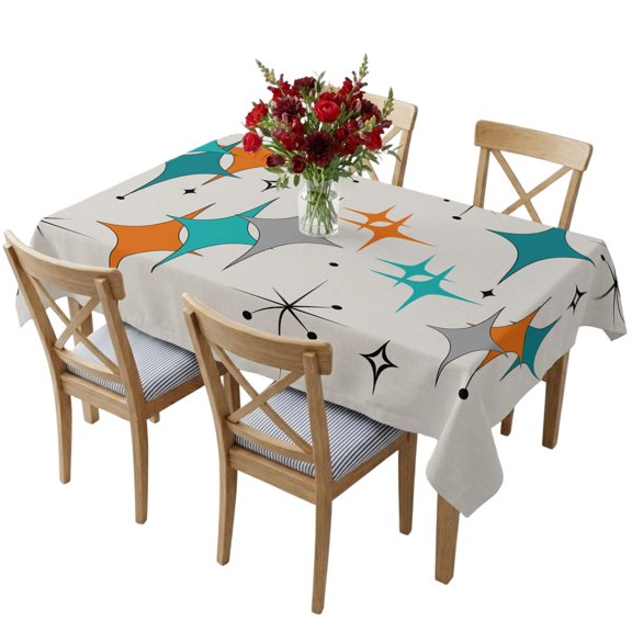 Rectangle Tablecloth,Diamond Block Abstract Geometric Waterproof Oil-Proof Table Cloth Kitchen Dining Tables Cover for Indoor Outdoor Wedding Holiday Party Decor,Retro Gray Bohemia Mediterranean