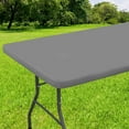 thumbnail image 1 of Rectangle Tablecloth, Elastic Fitted Flannel Backed Vinyl Tablecloths for 6ft/8ft Folding Tables, Waterproof Wipeable Table Covers for Indoor, Outdoor, Picnic and Camping 30"x72"/96" Changmaius, 1 of 7