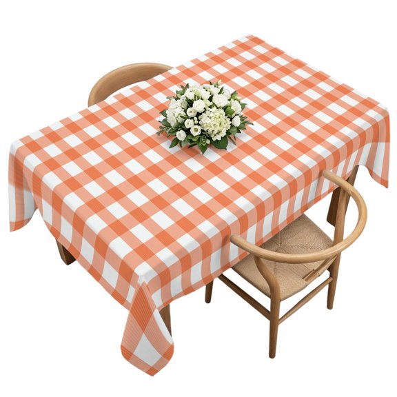 Rectangle Tablecloth, Farmhouse Orange Checkered Waterproof Table Cloth 60x120 in Modern Pastoral Buffalo Plaid Washable Spillproof Table Cover for Kitchen Dining Party Decor Outdoor Camping