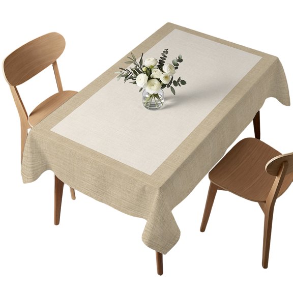 Rectangle Tablecloth, Farmhouse Vintage Pastoral Style Burlap Texture Waterproof Table Cloth 52x70 in Retro Linen Washable Spillproof Table Cover for Kitchen Dining Party Decor Outdoor Camping