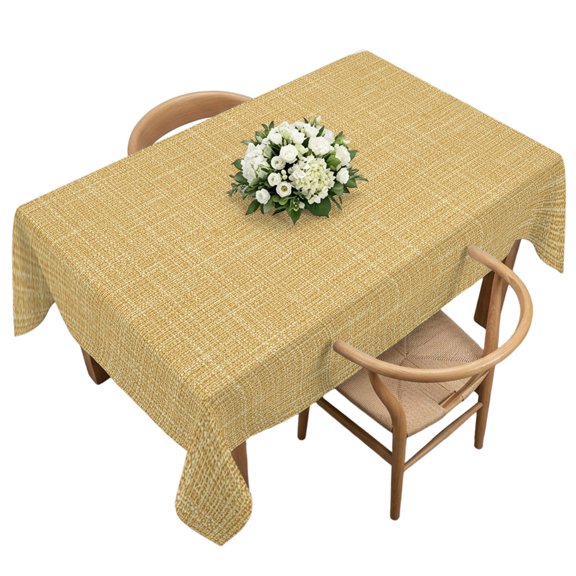 Rectangle Tablecloth, Farmhouse Yellow Linen Flax Waterproof Table Cloth 60x120 in Minimalist Burlap Texture Washable Spillproof Table Cover for Kitchen Dining Party Decor Outdoor Camping