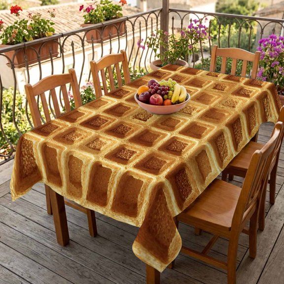 Rectangle Tablecloth,Golden Crispy Waffles Texture Waterproof Oil-Proof Table Cloth Kitchen Dining Tables Cover for Indoor Outdoor Wedding Holiday Party Decor,American Country Style