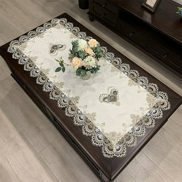 Rectangle Tablecloth Lace Coffee Table Cover Embroidered Table Cloth Coffee Table Topper for Home Party Living Room Wedding Decor 20 x 40 Inch,Gray
