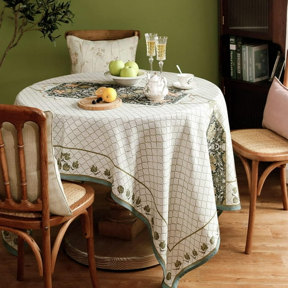 Rectangle Tablecloth Linen Polyester Fabric Decorative Rectangle Floral Printed Pattern Geometry Design Table Cover for Kitchen Dining Tabletop 54" x 72"