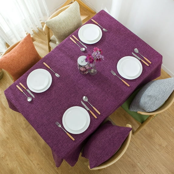 Rectangle Tablecloth Linen Textured Waterproof & Stain Resistant Table Cloth Wrinkle Free Decorative Fabric Farmhouse Table Cover for Dining/Party/Buffet/Wedding, 52 x 70 Inch, - Purple