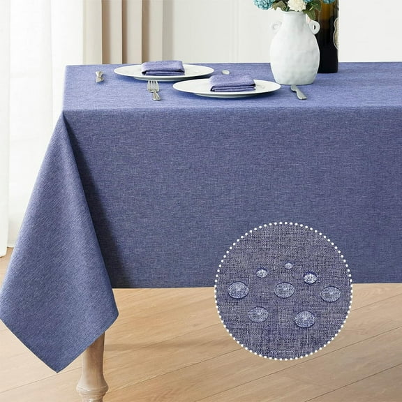 Rectangle Tablecloth Linen Textured Waterproof & Stain Resistant Table Cloth Wrinkle Free Decorative Fabric Farmhouse Table Cover for Dining/Party/Buffet/Wedding, 52 x 70 Inch, Sage Green