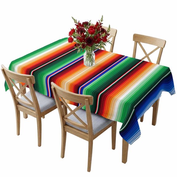 Rectangle Tablecloth,Mexican Colorful Stripe Waterproof Oil-Proof Table Cloth Kitchen Dining Tables Cover for Indoor Outdoor Wedding Holiday Party Decor,Gradient Geometric Art