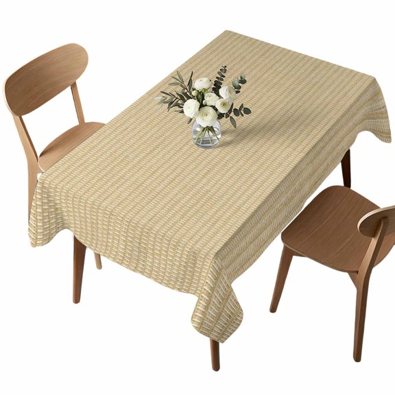 Rectangle Tablecloth, Minimalist Beige Grid Waterproof Table Cloth 60x102 in Turquoise Linen Textured Washable Spillproof Table Cover for Kitchen Dining Party Decor Outdoor Camping