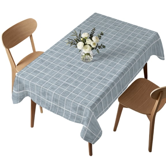 Rectangle Tablecloth, Minimalist Light Blue Checkered Waterproof Table Cloth 60x84 in Modern Buffalo Plaid Washable Spillproof Table Cover for Kitchen Dining Party Decor Outdoor Camping