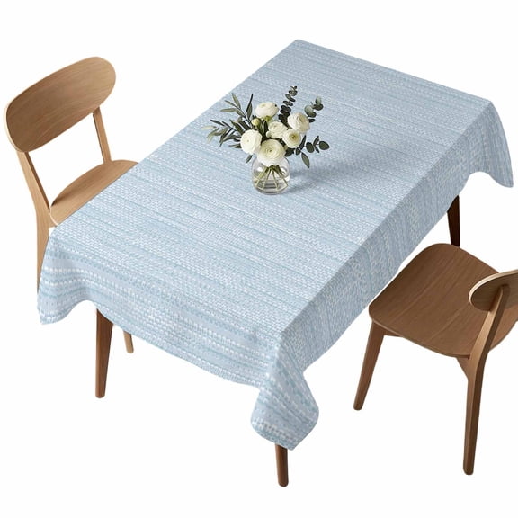 Rectangle Tablecloth, Minimalist Light Blue Waterproof Table Cloth 60x102 in Vintage Linen Weave Textured Washable Spillproof Table Cover for Kitchen Dining Party Decor Outdoor Camping