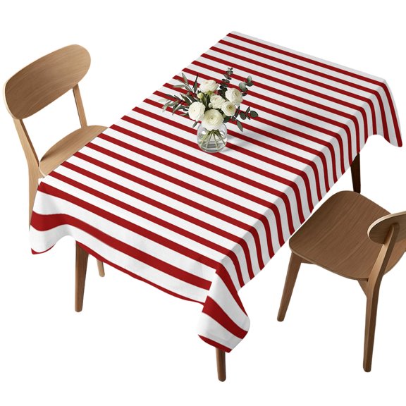Rectangle Tablecloth, Minimalist Red Vertical Stripes Waterproof Table Cloth 60x102 in Modern Classic Line Art Washable Spillproof Table Cover for Kitchen Dining Party Decor Outdoor Camping