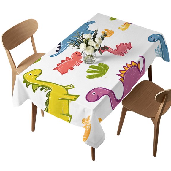 Rectangle Tablecloth, Modern Abstract Colorful Dinosaur Waterproof Table Cloth 60x102 in Classical Cartoon Animal Washable Spillproof Table Cover for Kitchen Dining Party Decor Outdoor Camping
