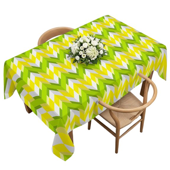 Rectangle Tablecloth, Modern Chevron Striped Geometric Art Waterproof Table Cloth 60x120 in Yellow Green Washable Spillproof Table Cover for Kitchen Dining Party Decor Outdoor Camping