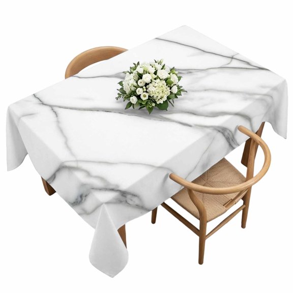 Rectangle Tablecloth, Modern Marble Texture Art Waterproof Table Cloth 60x120 in Nature Stone Artwork Grey Washable Spillproof Table Cover for Kitchen Dining Party Decor Outdoor Camping