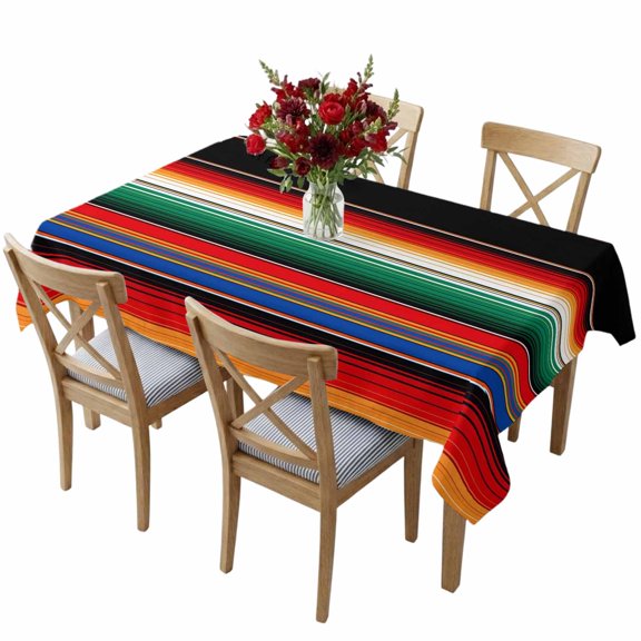Rectangle Tablecloth,Modern Mexican Stripes Waterproof Oil-Proof Table Cloth Kitchen Dining Tables Cover for Indoor Outdoor Wedding Holiday Party Decor,Ethnic Colorful Lines