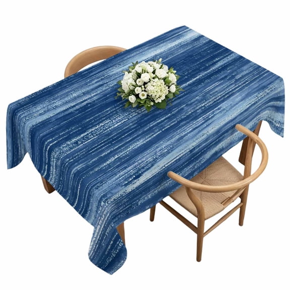 Rectangle Tablecloth, Modern Navy Blue Texture Waterproof Table Cloth 60x120 in Minimalist Solid Color Washable Spillproof Table Cover for Kitchen Dining Party Decor Outdoor Camping
