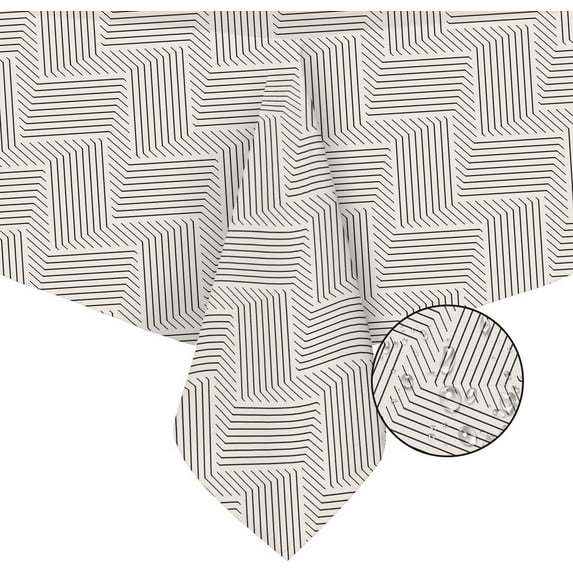 Rectangle Tablecloth, Modern Rectangle Tablecloth, Striped Tablecloth Indoor/Outdoor Waterproof Wrinkle Free Durable Rectangle Tablecloth for Rectangle Tables 60 X 84 Inch