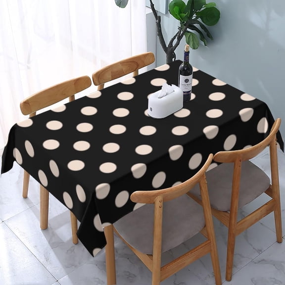 Rectangle Tablecloth Mrs Cookies Pink Polka Dot Oblong Table Cover Washable Table Cloths for Kitchen Dinning Party Tabletop Modern Decoration 60 x 84inch