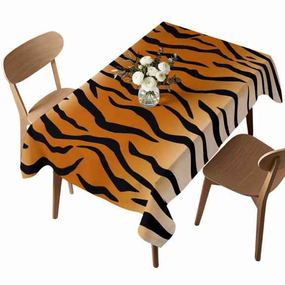 Rectangle Tablecloth, Natural Tiger Black Stripe Waterproof Table Cloth 52x70 in Wildlife Animals Washable Spillproof Table Cover for Kitchen Dining Party Decor Outdoor Camping