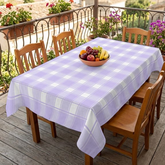 Rectangle Tablecloth,Pastoral Purple Checkered Waterproof Oil-Proof Table Cloth Kitchen Dining Tables Cover for Indoor Outdoor Wedding Holiday Party Decor,Modern Minimalist Buffalo Plaid