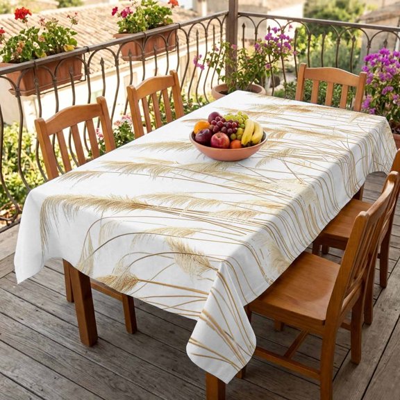Rectangle Tablecloth,Pastoral Reed Pampas Grass Plant Waterproof Oil-Proof Table Cloth Kitchen Dining Tables Cover for Indoor Outdoor Wedding Holiday Party Decor,Autumn Botanical on White