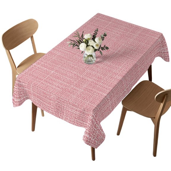 Rectangle Tablecloth, Pink Linen Texture Waterproof Table Cloth 60x102 in Solid Color Theme Washable Spillproof Table Cover for Kitchen Dining Party Decor Outdoor Camping