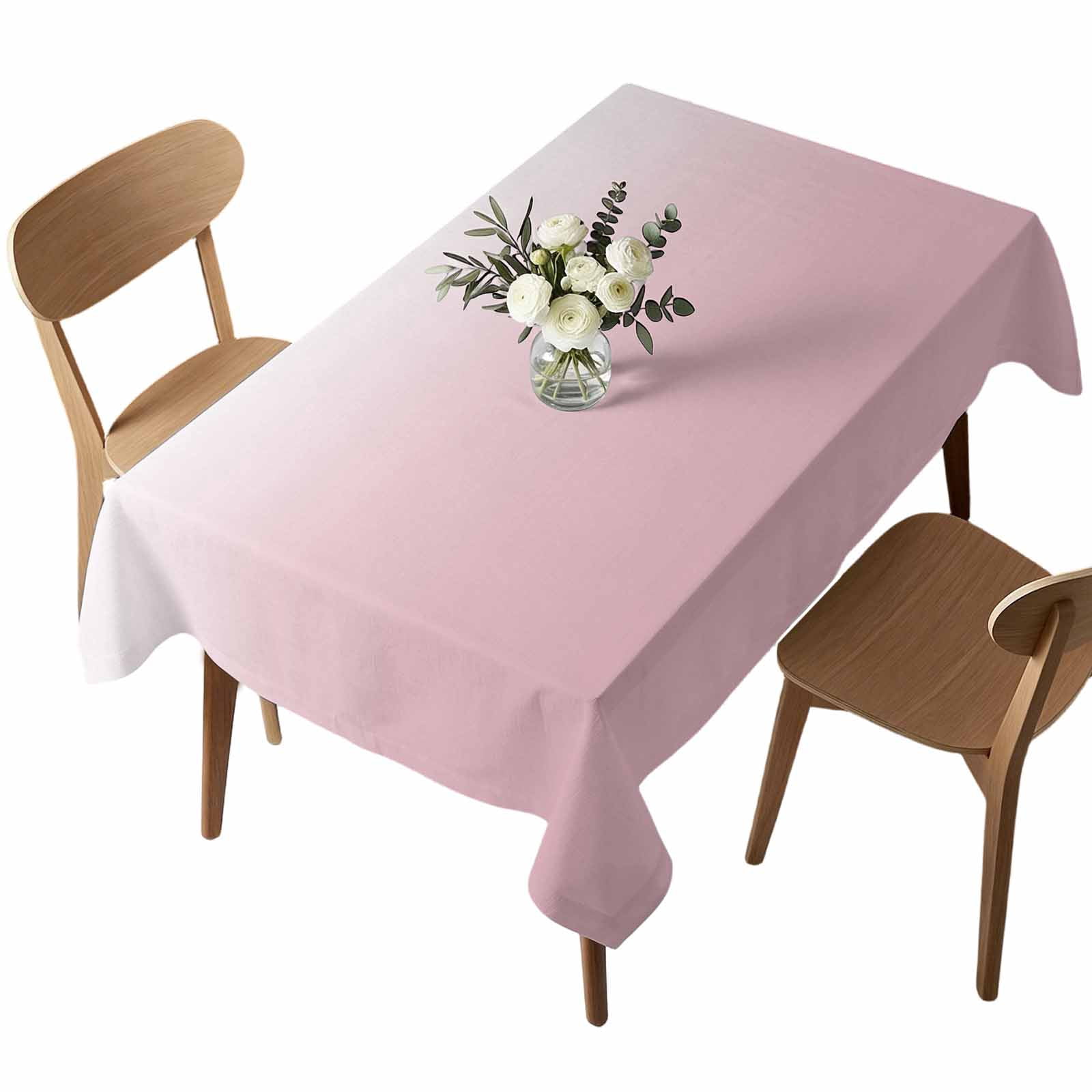 Rectangle Tablecloth, Pink White Gradient Color Waterproof Table Cloth ...