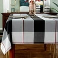 thumbnail image 1 of Rectangle Tablecloth Plaid Style Polyester Table Cloth Spillproof Dust-Proof Wrinkle Resistant Heavy Weight Table Cover for Kitchen Dinning Tabletop (Rectangle/Oblong, 60" x 84" (6-8 Seats),Grey), 1 of 7
