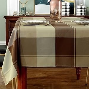 Rectangle Tablecloth Plaid Style Polyester Table Cloth Spillproof Dust-Proof Wrinkle Resistant Heavy Weight Table Cover for Kitchen Dinning Tabletop