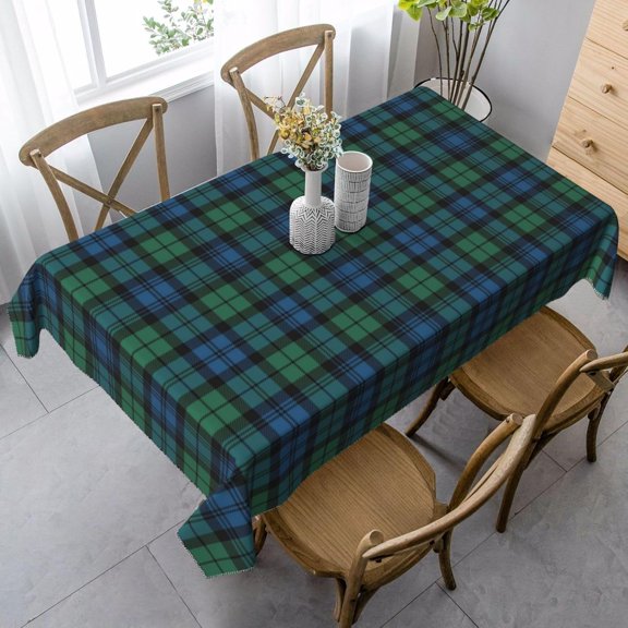 Rectangle Tablecloth, Plaid Tartan Scottish Clan Campbell Stain Resistant, Wrinkle Free, Washable Polyester Cover for Dining, Parties, and Camping