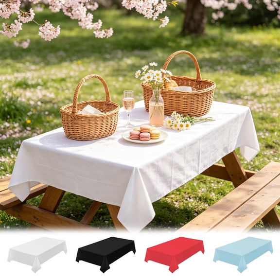 Rectangle Tablecloth Plastic Fiber 72x54in • Durable Wrinkle Resistant Washable • Versatile Dining Cover Ideal Home Use Pubs Restaurants Parties